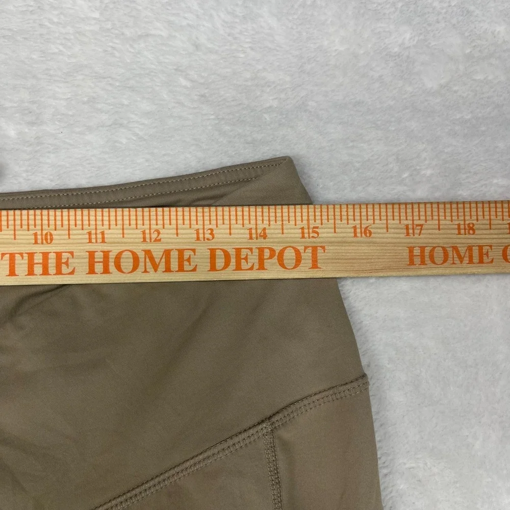 Women's Flare Yoga Pants Tan Brown High Rise Crossover Waist‎ Athleisure - 30x26